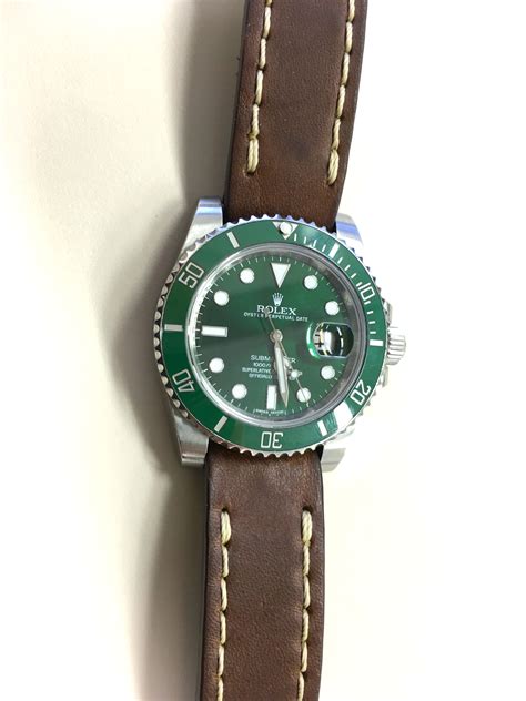 rolex green leather strap price|best leather straps for rolex.